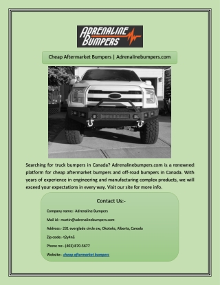 Cheap Aftermarket Bumpers | Adrenalinebumpers.com