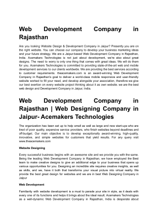 Web Development Company in Rajasthan, India