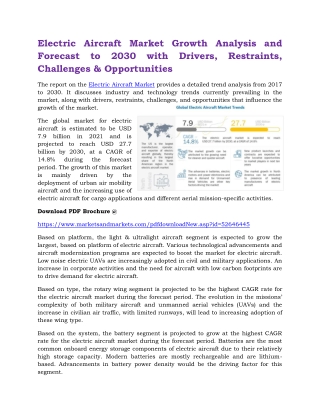 Electric Aircraft Market Growth Analysis and Forecast to 2030