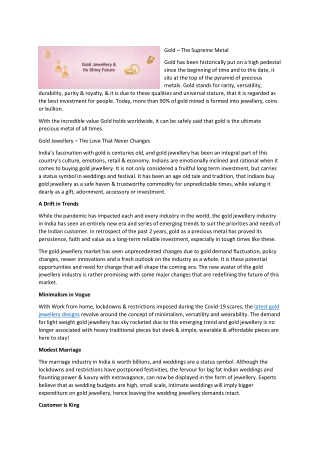 Gold jewellery – timeworn or new beginnings