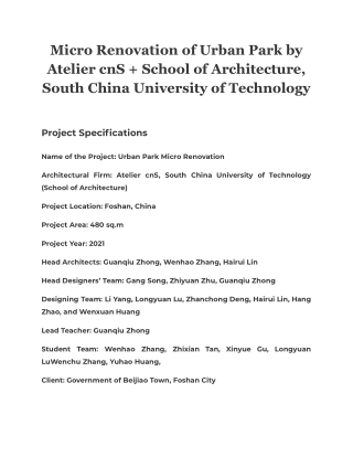 Micro Renovation of Urban Park by Atelier cnS   School of Architecture, South China University of Technology