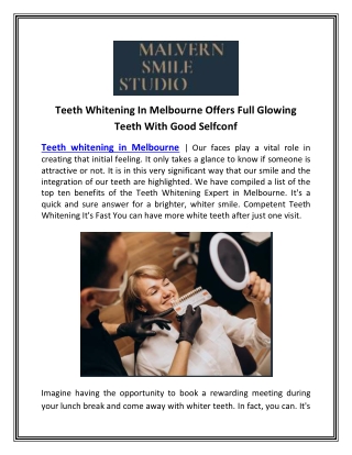 Teeth Whitening In Melbourne Offers Full Glowing Teeth With Good Selfconf