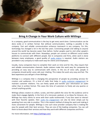 Bring A Change in Your Work Culture with Witlingo
