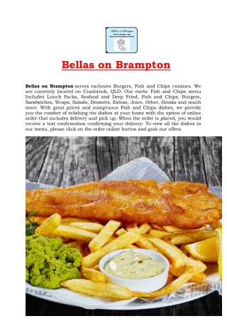 5% Off- Bellas on Brampton fish and chips Cranbrook Menu, QLD