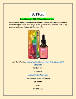 Broad Spectrum CBD Oil | Justcbdstore.com