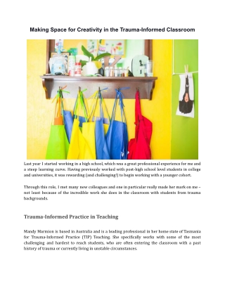Making Space for Creativity in the Trauma-Informed Classroom