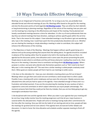 10 Ways Towards Effective Meetings