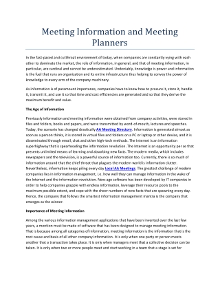 Meeting Information and Meeting Planners