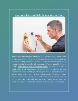 How to Select the Right Water Heater Unit