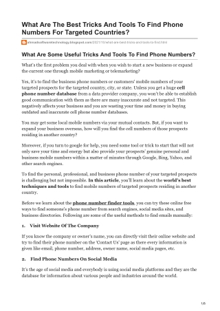What Are The Best Tricks And Tools To Find Phone Numbers For Targeted Countries