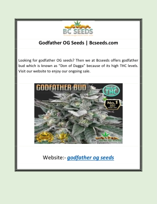 Godfather OG Seeds | Bcseeds.com