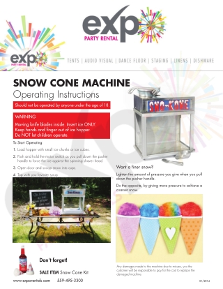 Snow Cone Machine Instructions