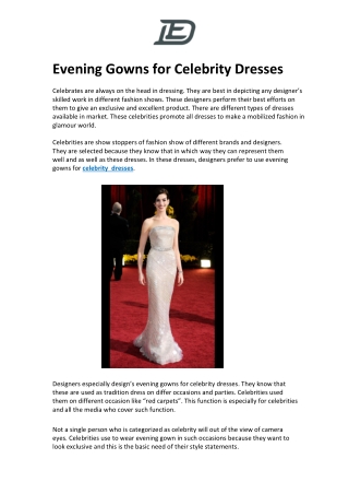 Evening Gowns for Celebrity Dresses