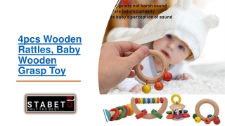 4pcs Wooden Rattles, Baby Wooden Grasp Toy