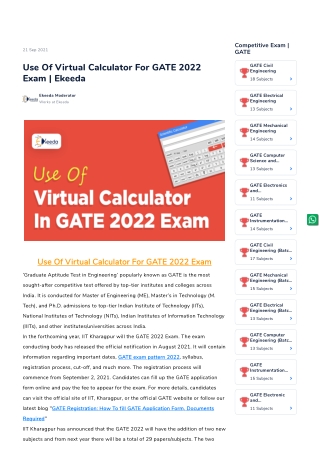 Use Of Virtual Calculator For GATE 2022 Exam _ Ekeeda