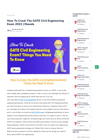 How To Crack The GATE Civil Engineering Exam 2022 _ Ekeeda