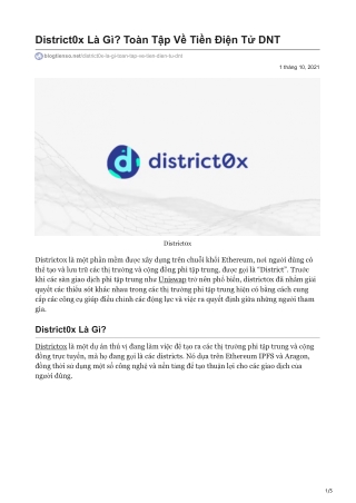 District0x Là Gì Toàn Tập Về Tiền Điện Tử DNT