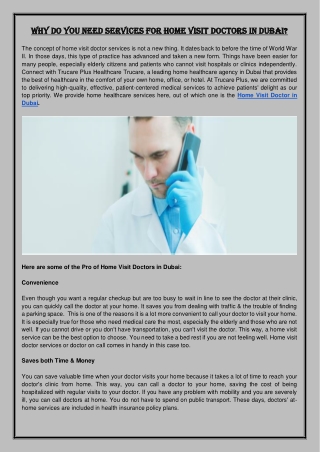 Why Do You Need Services For Home Visit Doctors In Dubai