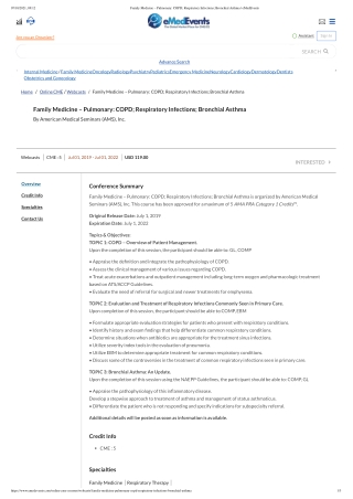 Family Medicine – Pulmonary_ COPD; Respiratory Infections; Bronchial Asthma _ eMedEvents