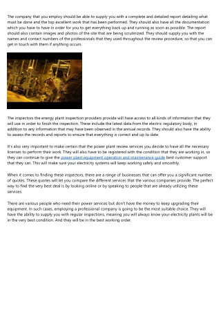 The Next Big Thing in Power plant maintenance services