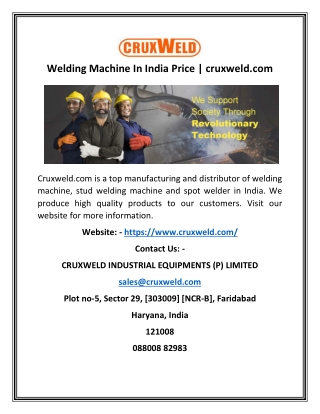 Welding Machine In India Price | cruxweld.com