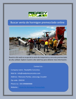 Buscar venta de hormigon premezclado online