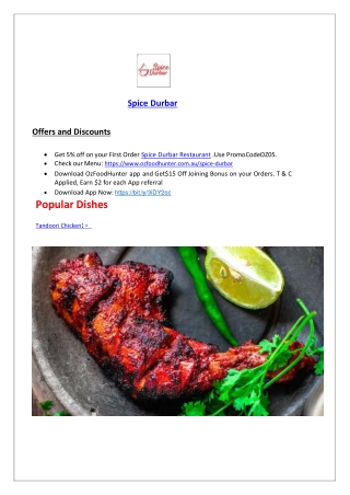 5% Off - Spice Durbar Indian and Nepalese Menu St Ives, NSW