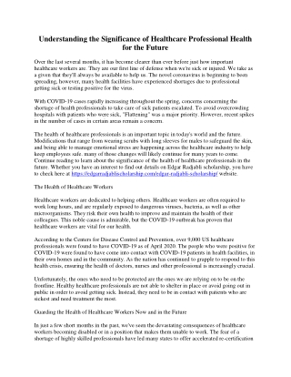 Understanding The Importance Of Healthcare Professional Health In The Future