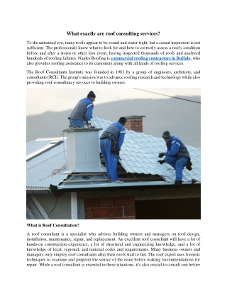 What exactly are roof consulting services?