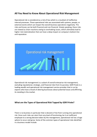 All You Need to Know About Operational Risk Management