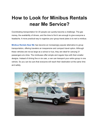 How to Look for Minibus Rentals near Me Service