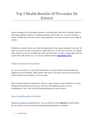 Top 5 Health Benefits Of Proveedor De Eritritol-converted