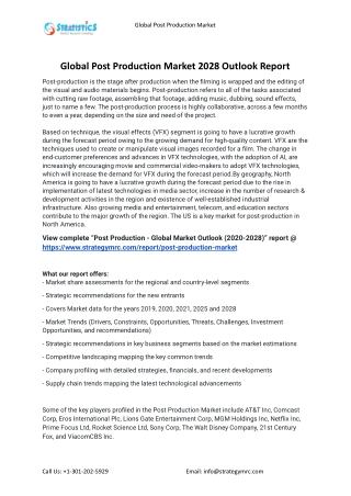 2028 Post Production Industry Report Growth Forecasts