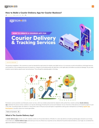 How to Build a Courier Delivery App for Courier Business