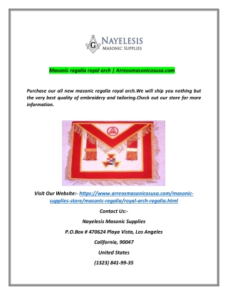 Masonic regalia royal arch | Arreosmasonicosusa.com