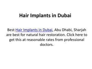 Hair Implants in Dubai
