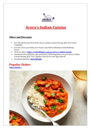 15% off - Arora's Indian Cuisine Menu - Takeaway Nerang, QLD
