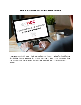 Vps Hosting is a Good Option for E-commerce Website