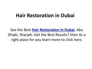 Hair Restoration in Dubai