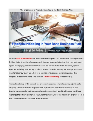 The Importance of Financial Modeling in the Bank Business Plan
