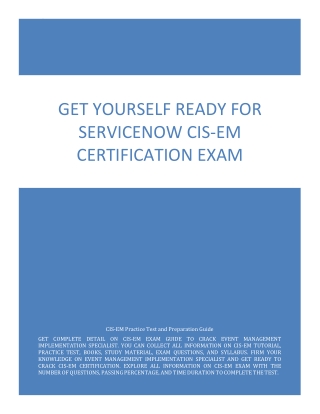 Get Yourself Ready for ServiceNow CIS-EM Certification Exam