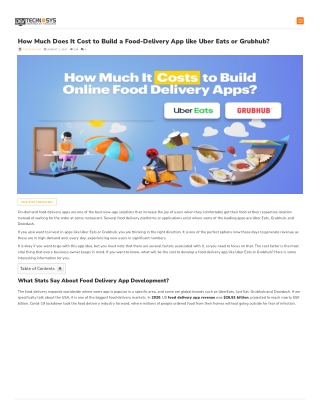 How Much Does It Cost to Build a Food Delivery App like Uber Eats or Grubhu