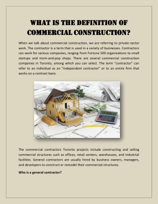 What is the definition of commercial construction