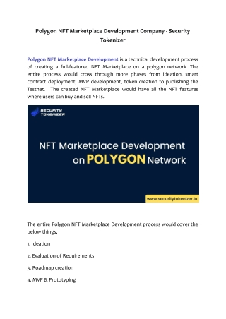 Polygon NFT Marketplace Development Company - Security Tokenizer