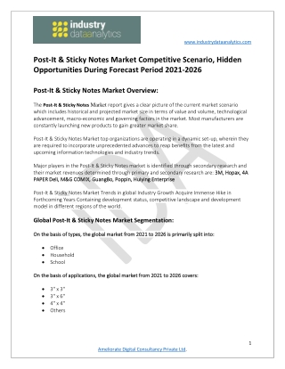 Post-It & Sticky Notes Market