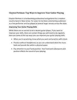 Clayton Perlman: Ways to Improve Your Guitar Playing