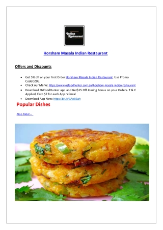 5% Off - Horsham masala Indian Restaurant Takeaway Menu, VIC