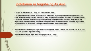 patakaran sa bagahe ng Air Asia