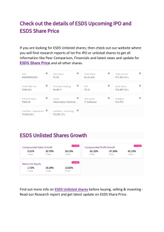 Know about ESDS Pre IPO Important detail 2021