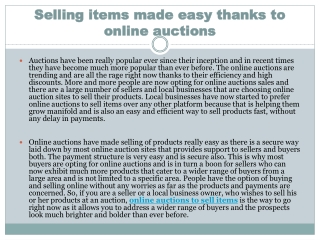 Selling items made easy thanks to online auctions